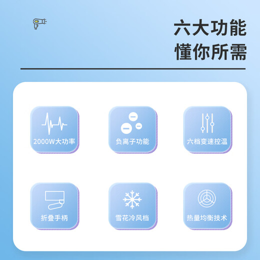 飞科电吹风机家用负离子护发大功率可折叠学生宿舍电吹风筒FH6618 FH6231【2000W家用恒温护发款+可折叠】