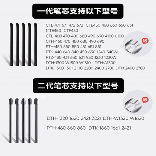 WACOM笔芯数位板CTL672 472 6100 671 690影拓651 660手绘板笔尖 一代标准笔芯10支 赠更换器 0x0cm