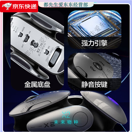 INPHIC Bluetooth three-mode wireless mouse, silent charging, office gaming, e-sports computer, notebook, liquid metal gray, Bluetooth three-mode + power display + colorful lighting effect, non-fading finish, standard configuration