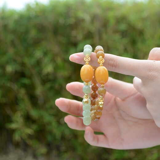 Her generation natural beeswax and field jade bracelet, national trend new Chinese style gift with certificate, Tang Jade (761655) 8mm