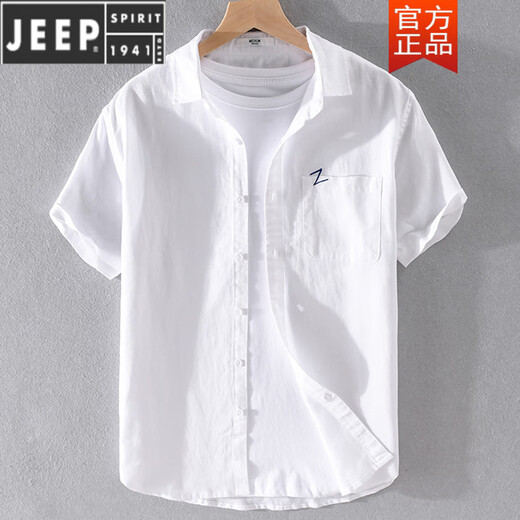 Jeep Spirit Herren-Wäsche Lappel mit kurzärärmigem T-Shirt lose Hemdkragen mit Kragen T-Shirt Leinen T-Shirt Leinen Sommerkleidung Yunyi-9711 Blaue dunkle Farbe. M