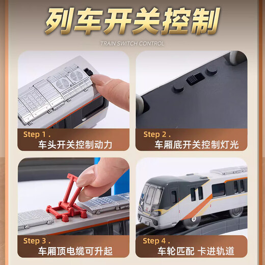 Yixuan Toy Guangzhou Metro Line 11 Model Alloy Electric Toy Toy Tore Train Детский поезда поезда.
