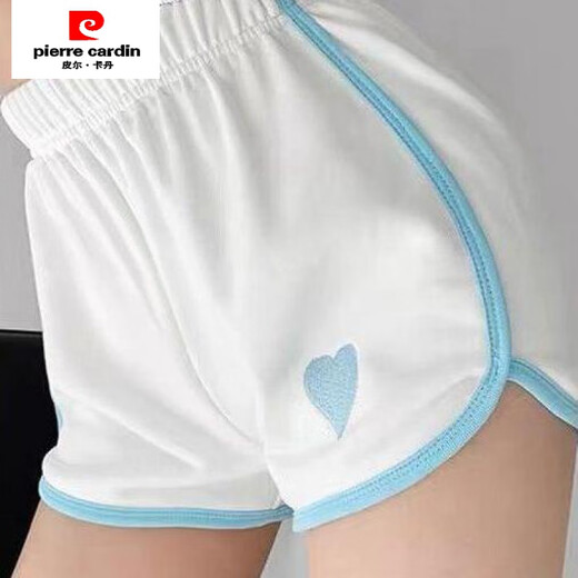 皮尔卡丹（pierre cardin）两条装网红休闲居家热裤ins夏薄款宽松阔腿刺绣爱心运动短裤 黑色+蓝色【902#】 3XL 【建议135-150斤】