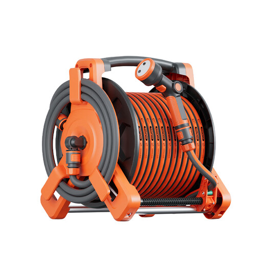 HTWRO upgraded automatic pipe drain truck 50 meters flower watering artifact high pressure car wash water gun watering hose reel