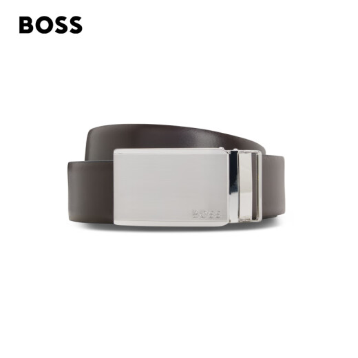 BOSS【父亲节礼物】男士2025夏季新款针扣加牌扣双面皮革腰带 002-黑色 EU:ONESI