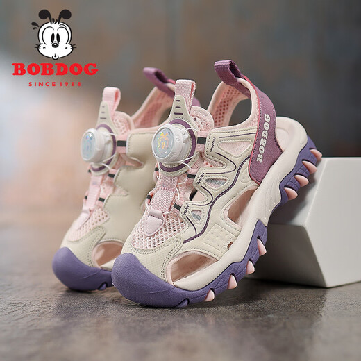 BOBDOG girls sandals 2025 new summer medium and large children's soft sole non-slip toe children's shoes girls outer wear sports shoes MQ223 pink 27 inner length 167mm