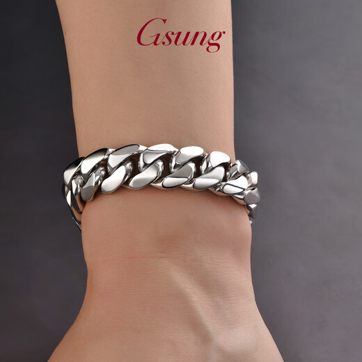 GsunGGSUNG Platinum PT950 Thick Cuban Bracelet Men's Fashion Wide Version Cuban Bracelet Men's Bracelet Can Be Customized Calculated According to the Gold Price in the Store on the Day