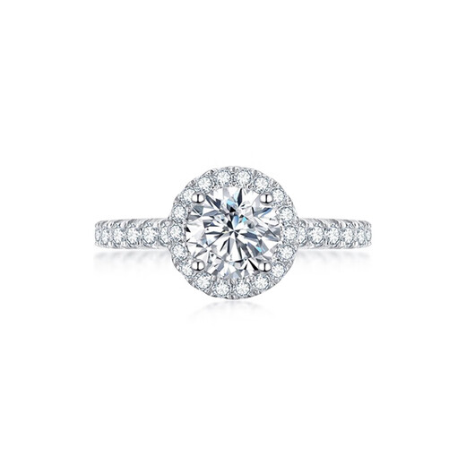 Pt950 platinum round bag series one carat moissanite diamond ring platinum engagement ring couple ring gift girlfriend light luxury round bag main diamond 50 points living ring - adjustable