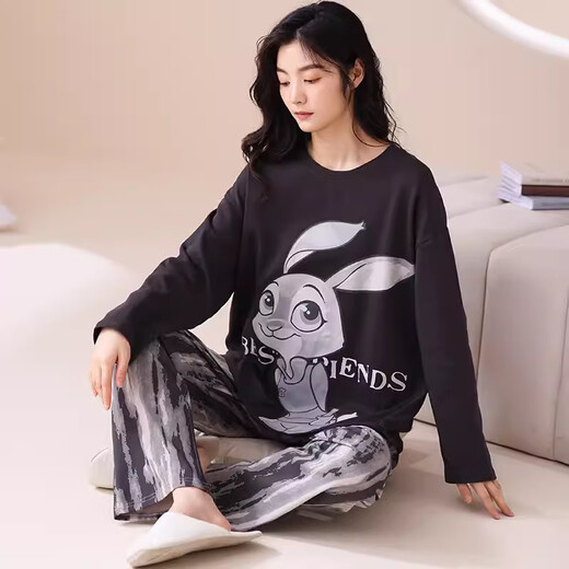 Lexi Beiyi Pajamas para mujeres Spring y Autumn Cotton Cartoon Linte Ropa de ropa para el hogar Wear afuera 673b 170 m 150-158cm 80-95Jin [Jin equivale a 0.5 kg]