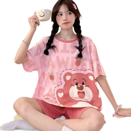 Jingpufei Summer dibujos animados de manga corta de manga corta El pijama para mujeres dulces de gran tamaño se puede usar fuera del traje de ropa para el hogar 686 Gray Cat 175 L Tamaño [Recomendado 98-112Jin [Jin es igual a 0,5 kg]]]