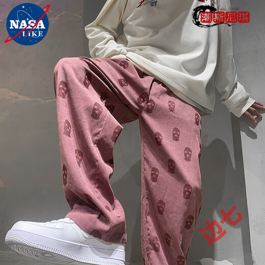 NASALIKE 欧美高街hiphop休闲裤子男春秋季设计感宽松直筒ins潮拖地牌阔腿 高质量A753黑色 L