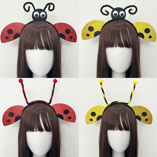 XPEL new animal cute bee headband ladybug butterfly headband children's kindergarten Children's Day performance props hair accessories big eyes red ladybug headband 1 piece