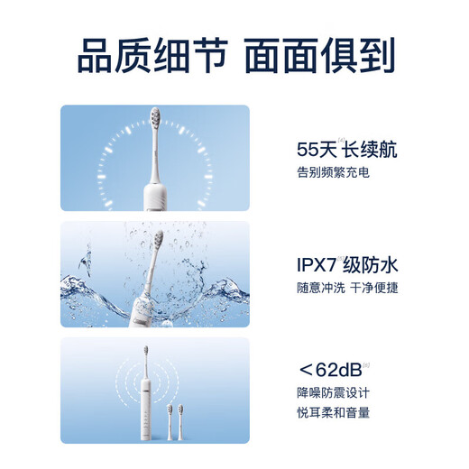 舒客+ 电动牙刷 成人/学生送男友/女友软毛护龈声波5档 情侣 T3-挪威蓝