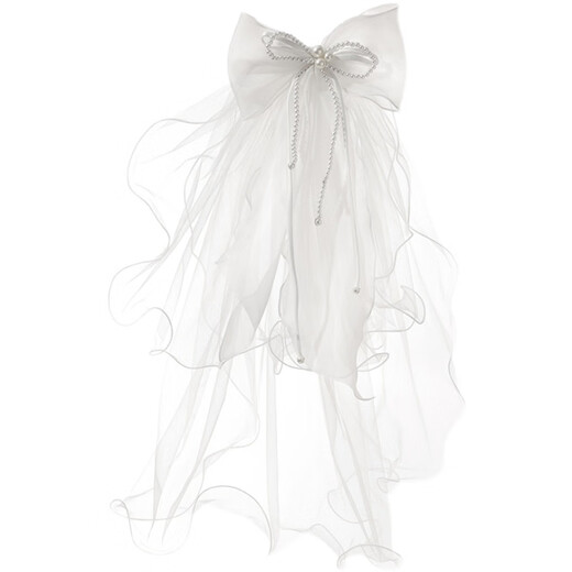 Holen Sie sich einen Schleier auf der Flucht, Prinzessin Brautkopfschmuck, Haupt-Hochzeitskleid, Registrierung Schleier mit zweischichtigen Edge-Hochzeitsbogen 6623 Veil Duckbill Clip unter 60 cm