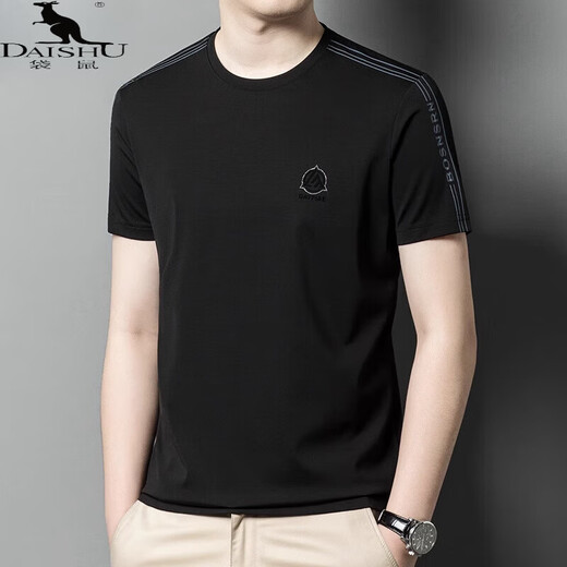 
Kangaroo (DaiShu) short-sleeved T-shirt for men 2025 summer new men's round neck loose half-sleeved T-shirt versatile casual top base shirt men blue-13598KSP M 165 Recommended 90-120Jin [Jin equals 0.5 kg]