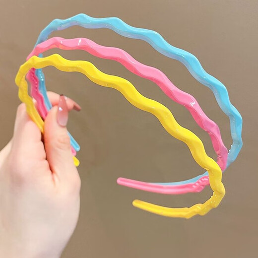 2025 Japanese and Korean Internet celebrity candy-colored thin wavy headband girl's heart headband girl does not hurt hair pressure hair headband milky white