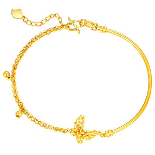 
China Bank of China Bright Gold Brushed Butterfly Gold Bracelet Women's 999 Foot Gold Bracelet Gold Bracelet Birthday Valentine's Day Gift to Girlfriend Wife Brushed Butterfly Bracelet About 4.3g