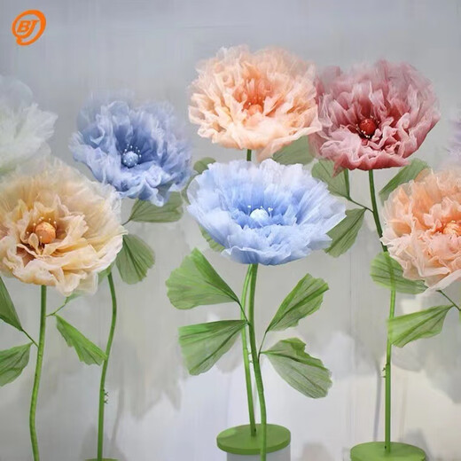 百界新款婚庆道具大型婚庆纸花美陈装饰舞台布置机械自动开合花 A浅发光紫色