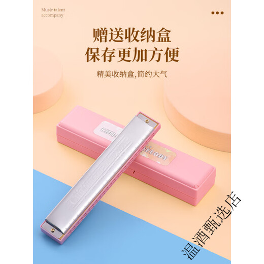 孔声正品口琴24孔复音c调初学者学生入门儿童男女自学专用口风琴乐器 24孔复音C调-中国红 +全套赠品【音标款】