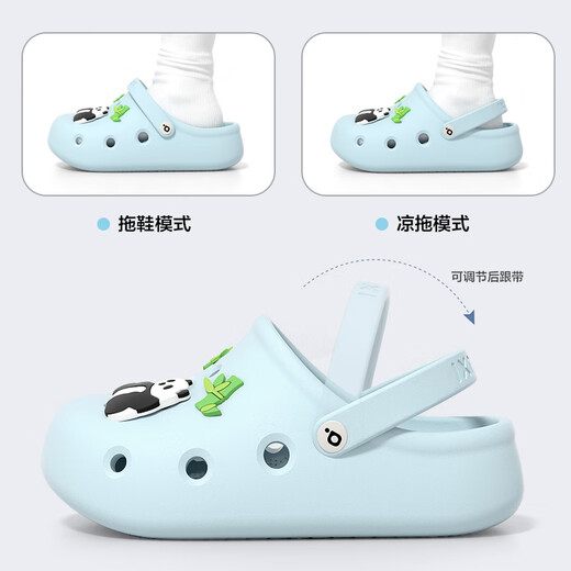 Park Si 2025 summer new parent-child hole shoes eva non-slip anti-odor thick-soled beach wear boys and girls hole shoes Khaki [children's shoe flower] 35 [34-35]