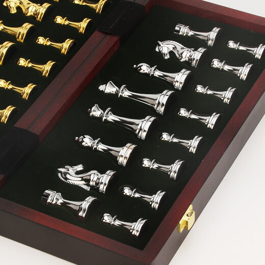 
Export folding metal chess smart chess box chess pieces magnetic chess metal gold 6630/39*39cm*3.5 (Wang Gao 7.6cm)