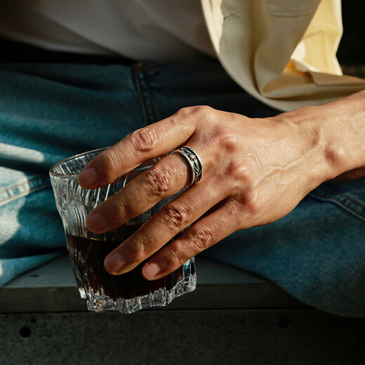 IDEAGEMER sterling silver retro sun ring men's niche gift design high-end personality trend closed ring tail ring retro sun ring