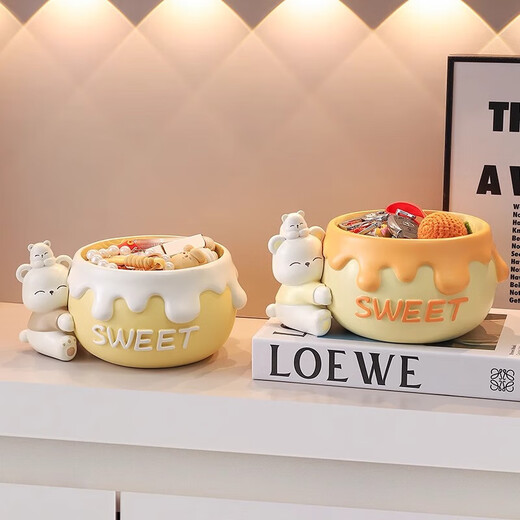 Yunya cute honeypot little bear entrance key storage ornaments entrance door living room home desktop decoration birthday gift storage ornaments white + storage rack + three-layer storage rack