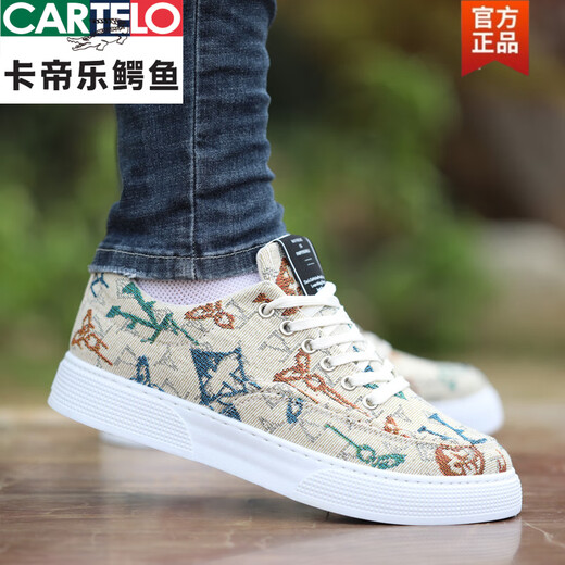 
CARTELO men's shoes breathable and odor-proof canvas shoes 2025 summer new casual shoes Korean style board shoes men's sports shoes 6636 gray canvas shoes 39 small and larger one size shot