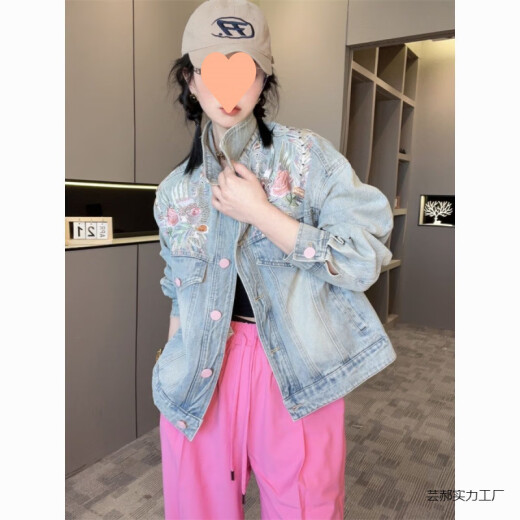 冠贸裴春秋短款牛仔外套2025新款女刺绣中国风女装欧洲站欧货潮上衣芸郝 6189牛仔外套 S 85-100