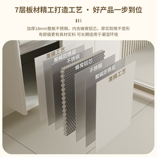 
Haisongda stainless steel bathroom cabinet combination washing cabinet ceramic integrated washing basin with washing board washing pool deepening sink washing cabinet 12048cm+ beauty mirror cabinet