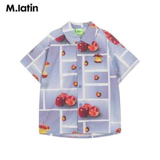 Ma Latin (M.Latin)/Shopping mall same style children's short-sleeved shirt summer new apple print shirt floral blue 130cm