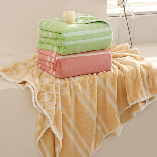 Children's bath towel coral velvet larger thickened jacquard houndstooth large bath towel towel absorb water soft quick drying adult 9214-pink 90*170cm 1 piece