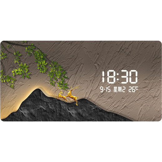 Yingke Song Restaurant Decoration Painting LED Electronic Wall Clock 2025 New Lighting Digital Electronic Watch Wall Clock DQ3892 80*40cm Single Apartment Selection x Changa