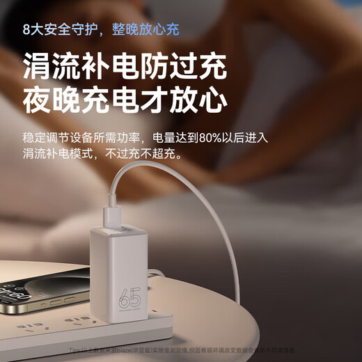 BIYAZ 65W GAN Charger Set Type-C Multi-Port PD45W Tête de charge rapide adaptée à Apple Iphone 17/16/15 Samsung Huawei Tableau de téléphone portable