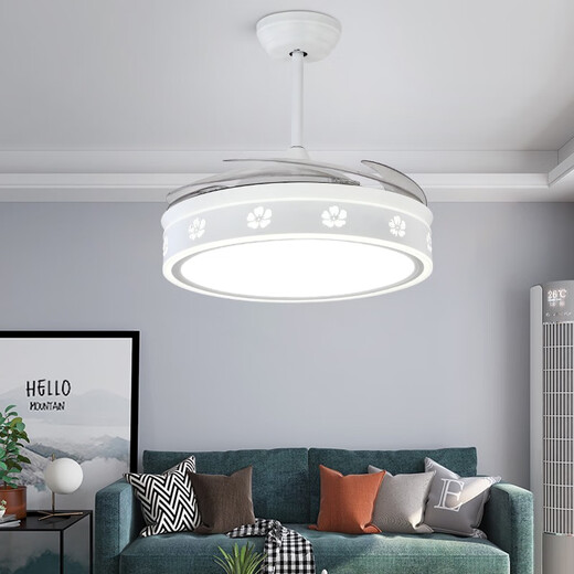 OPPLE's new invisible fan light 52-inch large wind power variable frequency ceiling fan lights for home living room and dining room integrated hanging silver 9930-52-inch living room variable frequency remote control