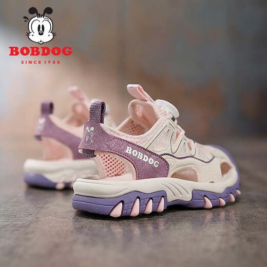 BOBDOG girls sandals 2025 new summer medium and large children's soft sole non-slip toe children's shoes girls outer wear sports shoes MQ223 pink 27 inner length 167mm