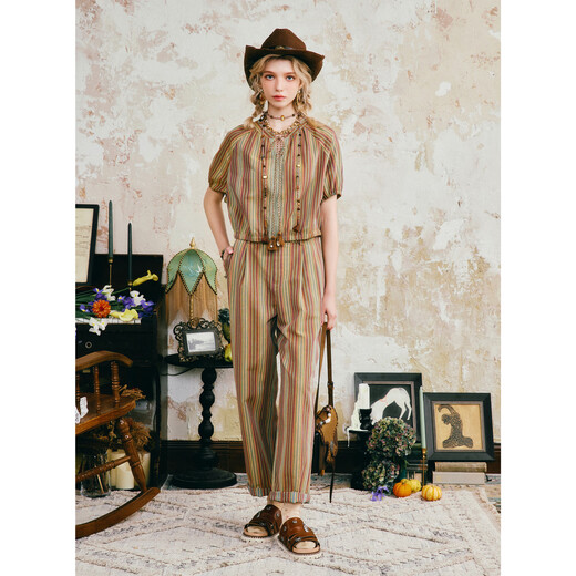 Wancaoyi 2025 new summer striped casual fashion suit olive green L