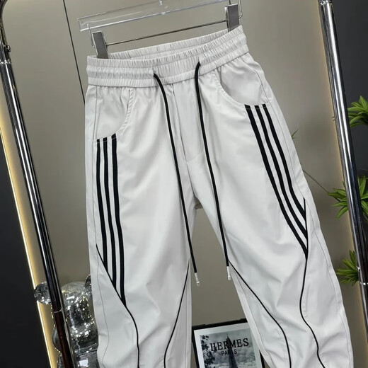 Feidi Sen Meng's pants for men's summer thin striped casual harem pants for boys loose and trendy versatile ties for men 683 off-white (summer thin style) 30 (recommended 105-120Jin [Jin equals 0.5 kg])