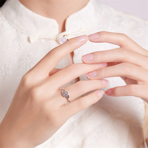 Safir platinum ring for women PT950 platinum bud ring imitation diamond car flower live ring for birthday gift, about 2.65 grams