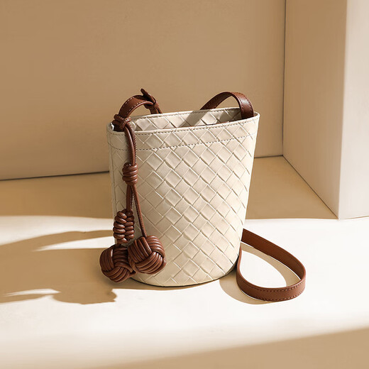 Viney Cowhide Bag Damenbeutel Bucket Bag Nische leichte Luxus ein Schulter-Crossbody-Tasche Geburtstagsgeschenk High-End-Gefühl für Freundin Frau