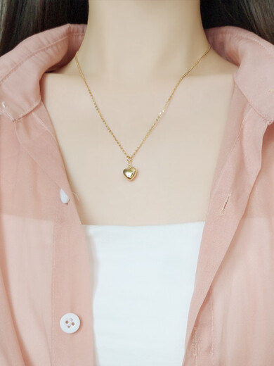 ZHIO pure 18K gold pendant for women, simple, classic and exquisite, plain gold love heart pendant, small lift necklace, 18K light gold, individual pendant (no chain) customized