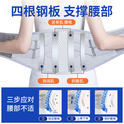 
Energizing medical care belt lumbar disc herniation lumbar muscle strain artifact for a long time standing and sitting support lumbar vertebrae belt for men and women. Medium size [120-170Jin[Jin equals 0.5 kg]] waist circumference 85-110cm Four steel plates + warm waist gasket + plus velvet warm gasket