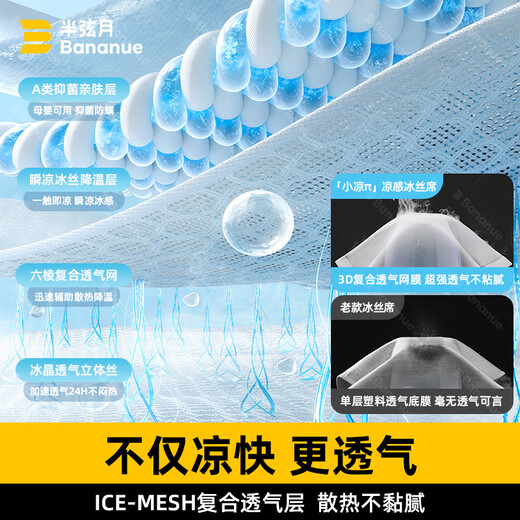 BANANUE【2025年小凉π】冰丝凉席子可机洗床笠床垫床单宿舍1.5mx1.8x2米 雪花灰丨冰丝凉感丨可机洗加厚款 200cm*220cm 丨床单款丨贈枕套*2