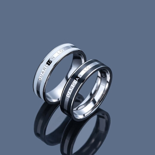 MZMZ brand PT950 platinum couple ring for women, platinum pair of rings, wedding and birthday gift 618 for girlfriend and wife, light luxury model - black and white pair (note circle)