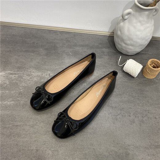 S.SOFEA Summer Bow Flat Zapatos versátiles de boca poco profunda zapatos de bola de ballet de mujeres embarazadas J683-4 Rojo 38