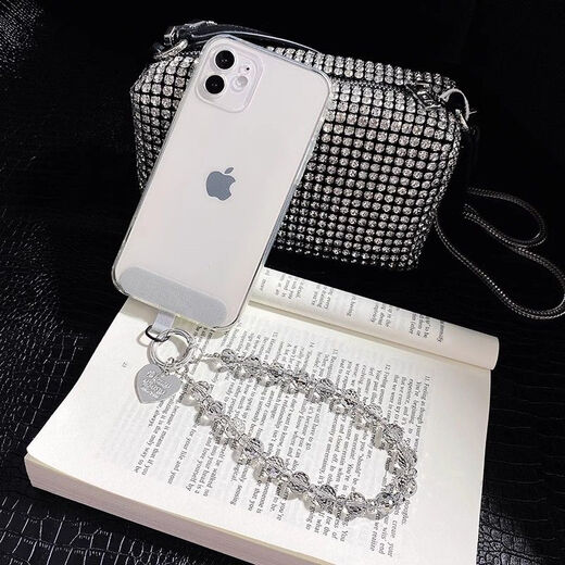 Beiyipin mobile phone lanyard wrist crystal high-end mobile phone chain hanging decoration gray rhinestone women's new flash diamond bracelet high-end pendant key hanging chain bag hanging pendant