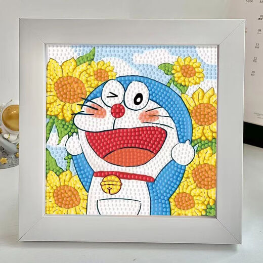 木允瑶哆啦a梦钻石画蓝胖子哆啦a梦钻石画儿童满钻ins风diy手工爆款韩式 蓝胖子6189+钻石+框架