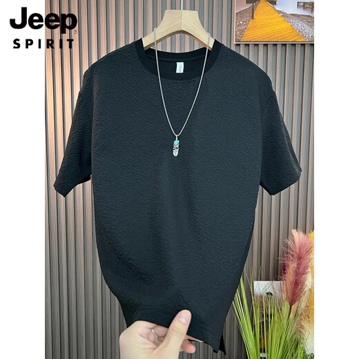 Jeep Spirit Summer NUEVA Textura Luz de manga corta Camiseta de manga corta Variedad de hojas sueltas de hombres Variedad transpirable de media manga top 9909-gris M Peso recomendado 90-115Jin [Jin iguala 0.5 kg]