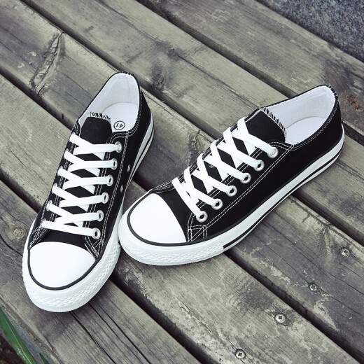 European Pastoral couple canvas shoes for men 2025 summer new low top casual sports shoes for men trendy and versatile (PJ) 6621 black 44