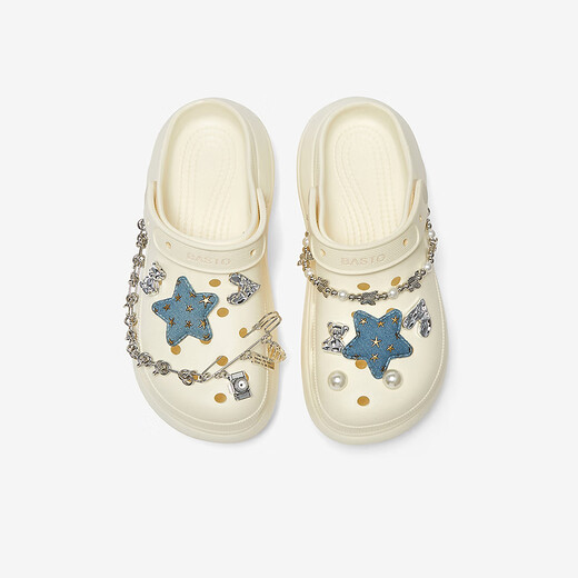 Bestu 2025 Summer New Casual Thick-Soled Croc Shoes Women's Heightening Baotou Back Hollow Sandals B3092BH5 White 38